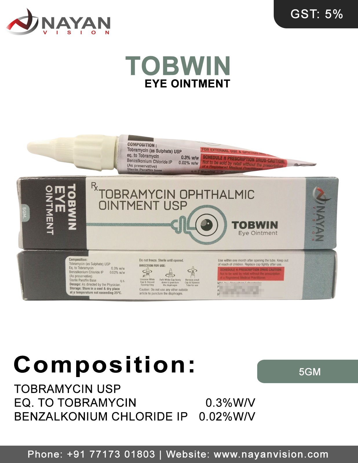 Tobramycin Ophthalmic 03% W/w Ointment Usp | Tobwin Eye Ointment