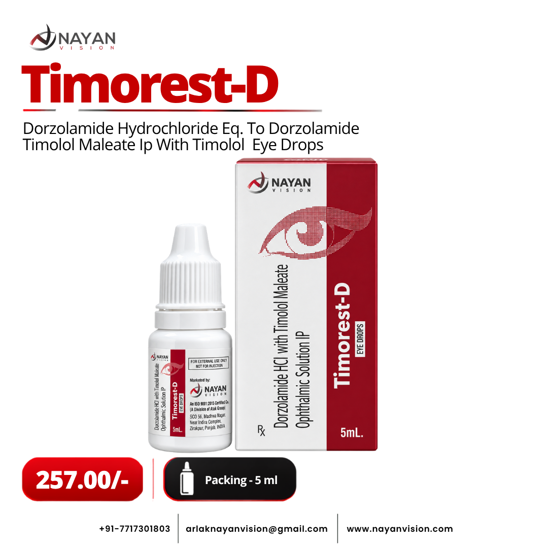 Timorest-D Eye Drops 5ml | Dorzolamide & Timolol Ophthalmic